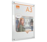 Nobo - Porte-Affiche A3 Mural Repositionnable en Acrylique, Sans Cadre, Portrait / Paysage, Fixation par Ventouses, Premium Plus, Transparent, 1915599
