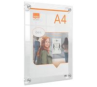 ACCO NOBO Porte-affiche mural A4 Premium Plus transparent, sans cadre, ventouses, portrait/paysage