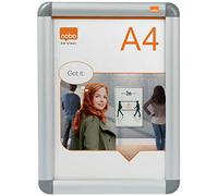 ACCO NOBO Porte-affiche clipsable Premium Plus A4 – Cadre alu argent, façade anti-reflet, clair