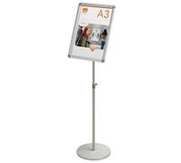 Nobo - Porte-Affiche Clipsable Format A3 sur Pied, Stand d'Exposition avec Hauteur Réglable, Portable, Cadre en Aluminium, Premium Plus, Argenté, 1902384