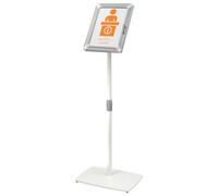 Nobo Premium Plus support d'affichage A4 verrouillable à clé | Présentoir affiches bureau, école, hôtel, magasin, réglable 760-1260 mm, pivotant, couvercle antireflet, cadre aluminium