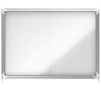 Nobo Premium Plus, Tableau d'Affichage - Vitrine d'intérieur Magnétique Verrouillable, Porte Coulissante en Verre, 8 x A4, Blanc, 1902569