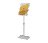 Nobo Présentoir Cadre A3 sur Pied - Clipsable | Réglable 79-135cm | Rotatif Portrait/Paysage | Anti-Reflet pour Mairie | École | Bureau - Argent - 1902384
