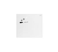 Nobo - Petit Tableau Blanc Mural Carré, Surface Magnétique en Verre Effaçable à Sec, Sans Cadre, Fixations Invisibles, 450 x 450 mm, Feutre Marqueur et Aimants Inclus, Blanc, 1903957