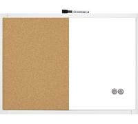 Nobo - Petit Tableau Mural 2-en-1, Tableau Blanc Magnétique Effaçable à Sec / Tableau d'Affichage en Liège, Porte-Marqueur Intégré, Maison/Bureau, 585 x 430 mm, 1903784