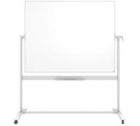Nobo Tableau blanc acier laqué pivotant - Surface magnétique - Sur roulettes - L.150 x H.120 cm