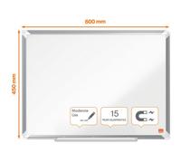 Nobo Tableau blanc acier laqué Premium Plus L. 60 x H. 45 cm - Effaçable à sec - Surface magnétique - Certifié Ecolabel
