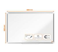 Nobo Tableau blanc acier laqué Premium Plus L. 90 x H. 60 cm - Effaçable à sec - Surface magnétique - Certifié Ecolabel