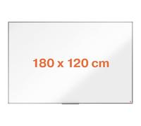 Nobo Tableau Blanc Acier Magnétique, 1800 x 1200mm, Cadre Aluminium, Montage Mural par les Coins, Porte-Marqueur Inclus, Essence, Blanc, 1905213