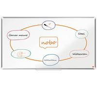 Nobo Tableau Blanc Acier Magnétique à Écran Large, 1220x690mm, Cadre Aluminium, Montage Mural par les Coins, Porte-Marqueur Inclus, Premium Plus, Blanc, 1915372