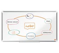 Nobo Tableau Blanc Acier Magnétique à Écran Large, 890x500mm, Cadre Aluminium, Montage Mural par les Coins, Porte-Marqueur Inclus, Premium Plus, Blanc, 1915371