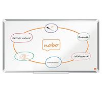 Nobo Tableau Blanc Magnétique à Écran Large Émaillé, 890x500mm, Cadre Aluminium, Montage Mural par les Coins, Porte-Marqueur Inclus, Premium Plus, Blanc, 1915366