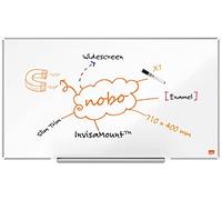 Nobo Tableau Blanc Magnétique Émaillé Widescreen avec Porte-Marqueurs, 710 x 400 mm, Bords Fins, Système de Fixation InvisaMount, Impression Pro, Blanc, 1915248