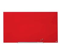Nobo Tableau Blanc Magnétique Verre avec Porte-Marqueurs Amovible, 1260 x 710 mm, Système de Fixation InvisaMount, Impression Pro, Rouge, 1905185