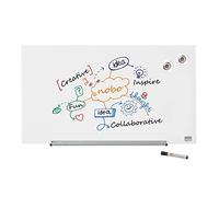 Nobo Tableau Blanc Magnétique Verre avec Porte-Marqueurs Amovible, 680 x 380 mm, Système de Fixation InvisaMount, Impression Pro, Blanc Brillant, 1905175