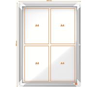 nobo Vitrine d'affichage métal paroi arrière extérieur 4 x DIN A4 résistant aux intempéries
