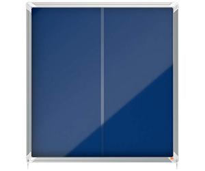 Nobo, Vitrine d'intérieur, Certifiée NF Collectivité et Education, Fond Feutre, Bleu, 12xA4, 922x967mm, Porte coulissante, Gamme Premium Plus, 1902566