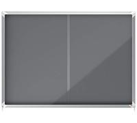 Nobo, Vitrine d'intérieur, Certifiée NF Collectivité et Education, Fond Feutre, Gris, 18xA4 352x967mm, Porte coulissante, Gamme Premium Plus, 1915338