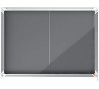 Nobo, Vitrine d'intérieur, Certifiée NF Collectivité et Education, Fond Feutre, Gris, 8xA4, 922x665mm, Porte coulissante, Gamme Premium Plus, 1915336
