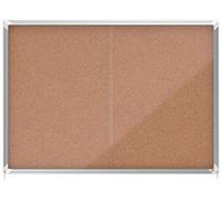 Nobo, Vitrine d'intérieur, Certifiée NF Collectivité et Education, Fond liège, 18xA4, 1352x967mm, Porte coulissante, Gamme Premium Plus, 1902575