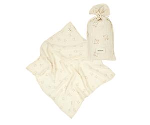 Nobodinoz - Lange en double gaze de coton lavé Wabi-Sabi Brown Hoshi Birds