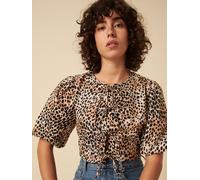 Nobody's Child Nobodys Child Animal Bernice Leopard Print Tie Front Top