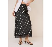 Nobody's Child Nobodys Child Black Polka Dot Skirt With Lace Trim Black EU 44 (UK 16)