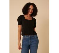 Nobody's Child Nobodys Child Black Square Neck Peplum Minerva Top