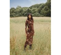 Nobody's Child Nobodys Child Brown Long Sleeve Laurella Midi Dress Brown 10