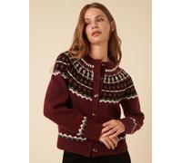 Nobody's Child Nobodys Child Red Fair Isle Crew Neck Cardigan