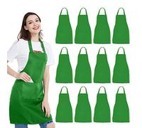 NOBONDO Lot de 12 tabliers unisexes avec 2 grandes poches, lavables en machine, pour cuisine, travaux manuels, barbecue, vert