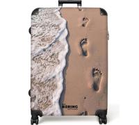NoBoringSuitcases© Bagages Grande Taille Valise 4 Roues Trolley Vacances | 77x51.5x28 cm - Large Suitcase Travel Légère Grandes Valises Soute Avion Empreintes - Pas - Ligne - Marée - Mer