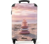 NoBoringSuitcases.com® Bagages Cabine 55x35x20 cm Valise Rigide Voyage Suitcase Trolley Travel Bagage A Main Luggage Avion Carry on Légère À Roues Pierres - Sable - Rose
