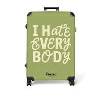 NoBoringSuitcases.com® Bagages Grande Taille 77x51.5x28 cm Valise 4 Roues Trolley Vacances Large Suitcase Travel Légère Grandes Valises Soute Avion I - Hate - Everybody - Vert - Rétro