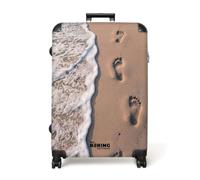 NoBoringSuitcases.com® Bagages Grande Taille 77x51.5x28 cm Valise 4 Roues Trolley Vacances Large Suitcase Travel Légère Grandes Valises Soute Avion Empreintes - Pas - Ligne - Marée - Mer