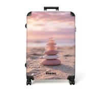 NoBoringSuitcases.com® Bagages Grande Taille 77x51.5x28 cm Valise 4 Roues Trolley Vacances Large Suitcase Travel Légère Grandes Valises Soute Avion Pierres - Sable - Rose