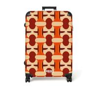 NoBoringSuitcases.com® Bagages Grande Taille 77x51.5x28 cm Valise 4 Roues Trolley Vacances Large Suitcase Travel Légère Grandes Valises Soute Avion Géométrique - Rétro - Orange