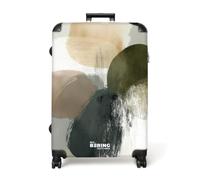 NoBoringSuitcases.com® Bagages Grande Taille 77x51.5x28 cm Valise 4 Roues Trolley Vacances Large Suitcase Travel Légère Grandes Valises Soute Avion Minimaliste - Cercles - Coups - Pinceau - Beige