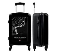 NoBoringSuitcases.com® Grand Valise - Sport Automobile - Circuit de Monaco - Course - Noir et Blanc - Monaco - Bagage léger - 4 Roues - 72 litres - Valise de Voyage - 66 cm