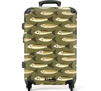 NoBoringSuitcases.com® Koffer Valise Moyenne 67x43x25 cm Valises M Taille Rigide Voyage Suitcase Roulette Légère Travel 4 Roues Solide Trolley Poisson - Motif - Vert