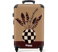 NoBoringSuitcases.com® Koffer Valise Moyenne 67x43x25 cm Valises Rigide Voyage Suitcase Bagage Roulette Légère Travel Bags Solide 4 Roues Trolley Vacances Minimaliste - Vase - Fleurs - Brun