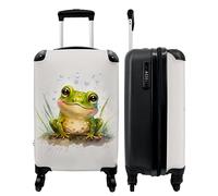 NoBoringSuitcases.com® Valise bagage à main à roulettes - Petite valise de voyage - Grenouille - Vert - Aquarelle - Animaux - Garçon - Fille - Taille cabine < 55 x 40 x 23 cm et 55 x 40 x 20 cm -