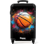 NoBoringSuitcases.com Valise Cabine 55x35x25cm, Bagage de Cabine Rigide à 4 Roues, Sécurité TSA, Orange (Basketball)