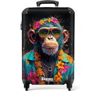 NoBoringSuitcases.com Valise Cabine 55x35x25cm, Bagage Pas Cher, Suitcase Voyage Avec Roulettes (Chimpanzé - Bleu)