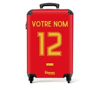 NoBoringSuitcases.com Valise Cabine, Bagages Cabine, Valise Pas Cher, Roulette, Personnalisable 55x35x25cm (2024 - Uniforme Domicile Espagne - Rouge)