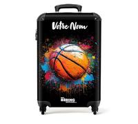 NoBoringSuitcases.com Valise Cabine, Bagages Cabine, Valises Pas Cher, Rigides, Voyage, Suitcase, Roulette, Personnalisable 55x35x25cm (Ballon de Basket - Orange)
