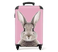 NoBoringSuitcases.com Valise Cabine Enfant 55x35x25cm, Bagages Roulette - Fille - Rose - Lapin