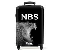 NoBoringSuitcases.com Valise Cabine Personnalisable 55x35x25cm, Bagage à Roulettes Pas Cher (Lion - Noir)