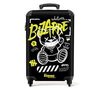 NoBoringSuitcases.com Valise Cabine Rigide 55x35x25cm, Bagage Voyage à Roulettes, Petite Suitcase (Ourson en Peluche - Noir)