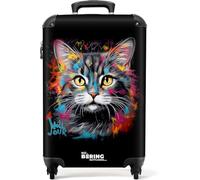 NoBoringSuitcases.com Valise Cabine Rigide 55x35x25cm - Bagages Voyage Roulette (Chat - Gris)